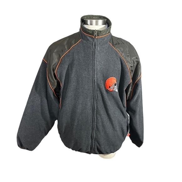 NFL Cleveland Browns Orange Reversible Full Zip Jacket Sz L Embroidered Nylon - Picture 9 of 16